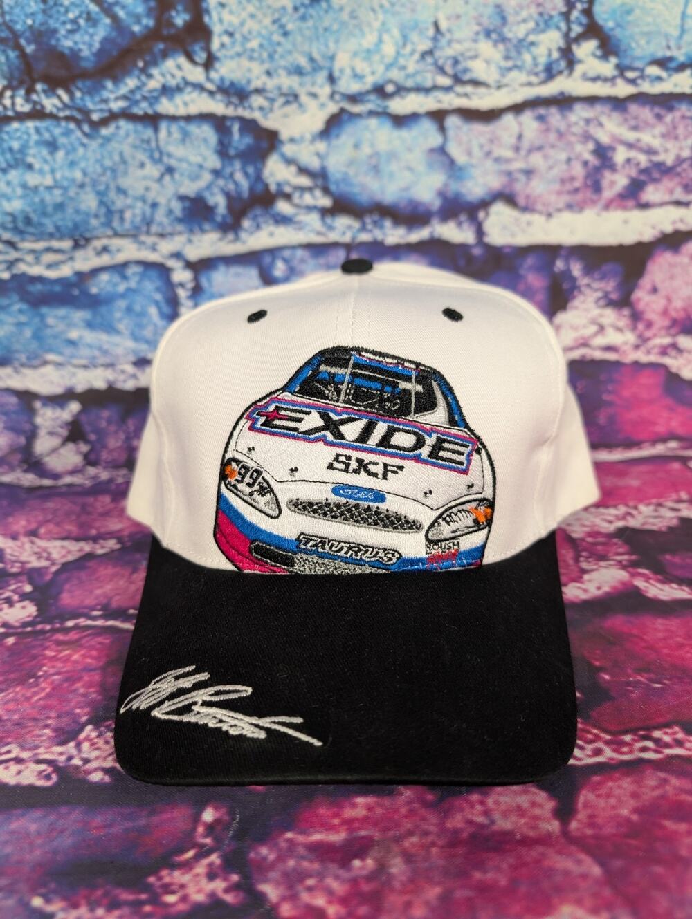 Vtg. 90s Roush Racing Jeff Burton #99 Exide Batteries Racing Nascar Snapback Hat